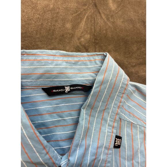 Makaveli Branded Button Up Shirt Men's 2xl Striped Tupac Rose Concrete‎ - Picture 4 of 6